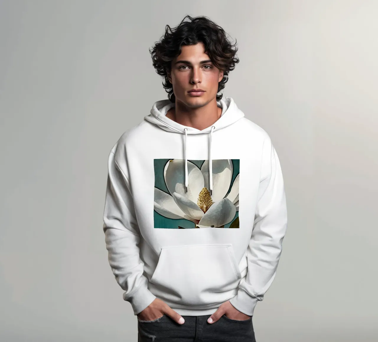 Bellissimo fiore di magnolia in piena fioritura felpa con cappuccio da DesignDoodle