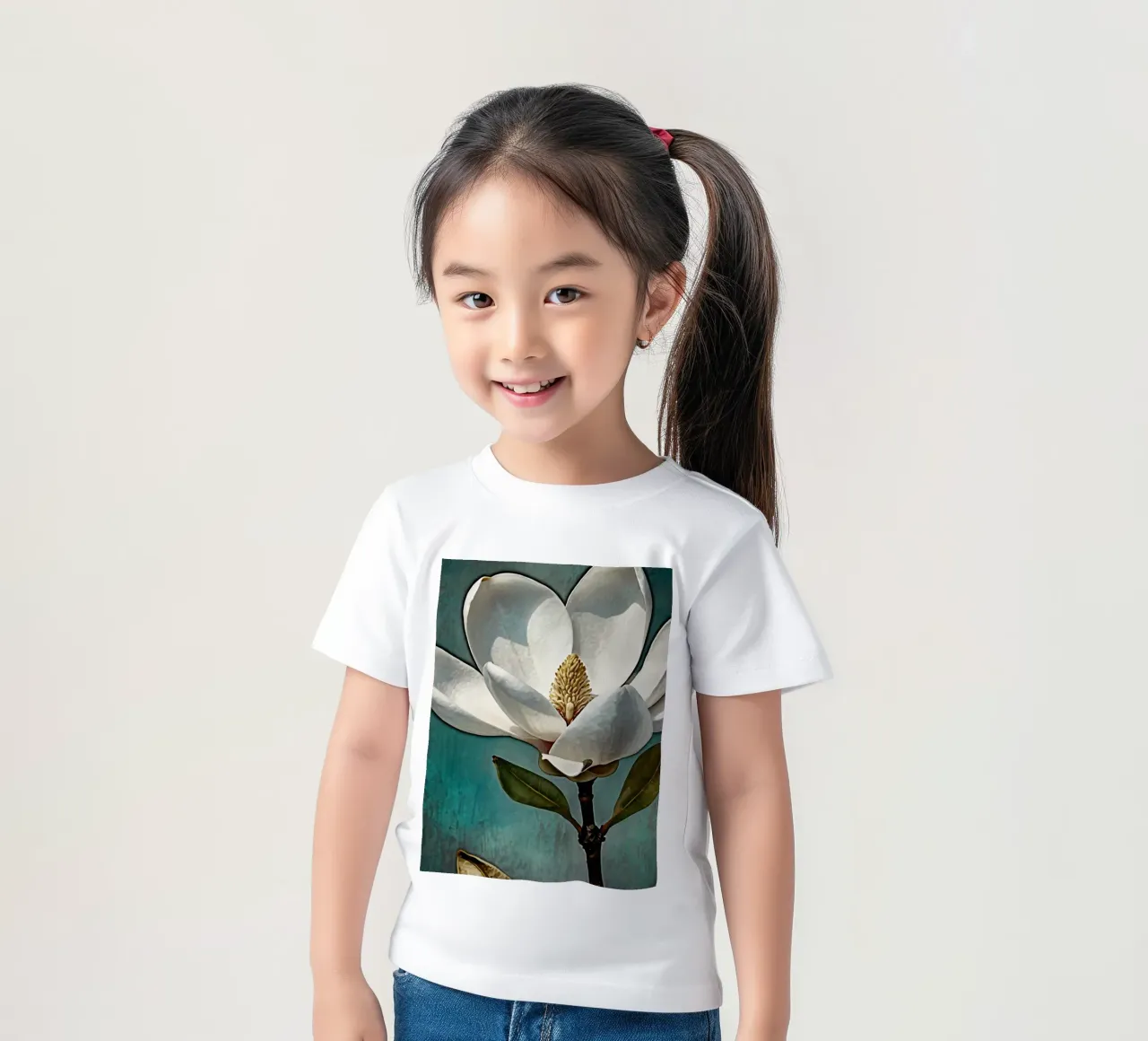 Schöne Magnolienblüte in voller Blüte Kinder T-Shirt von DesignDoodle