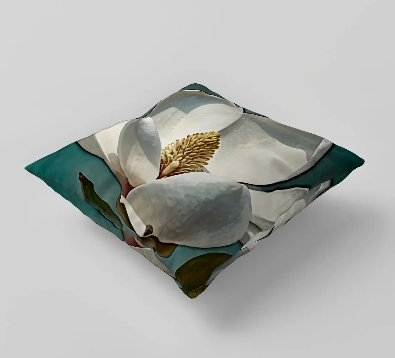 Beautiful magnolia flower in full bloom decorative cushion by DesignDoodle