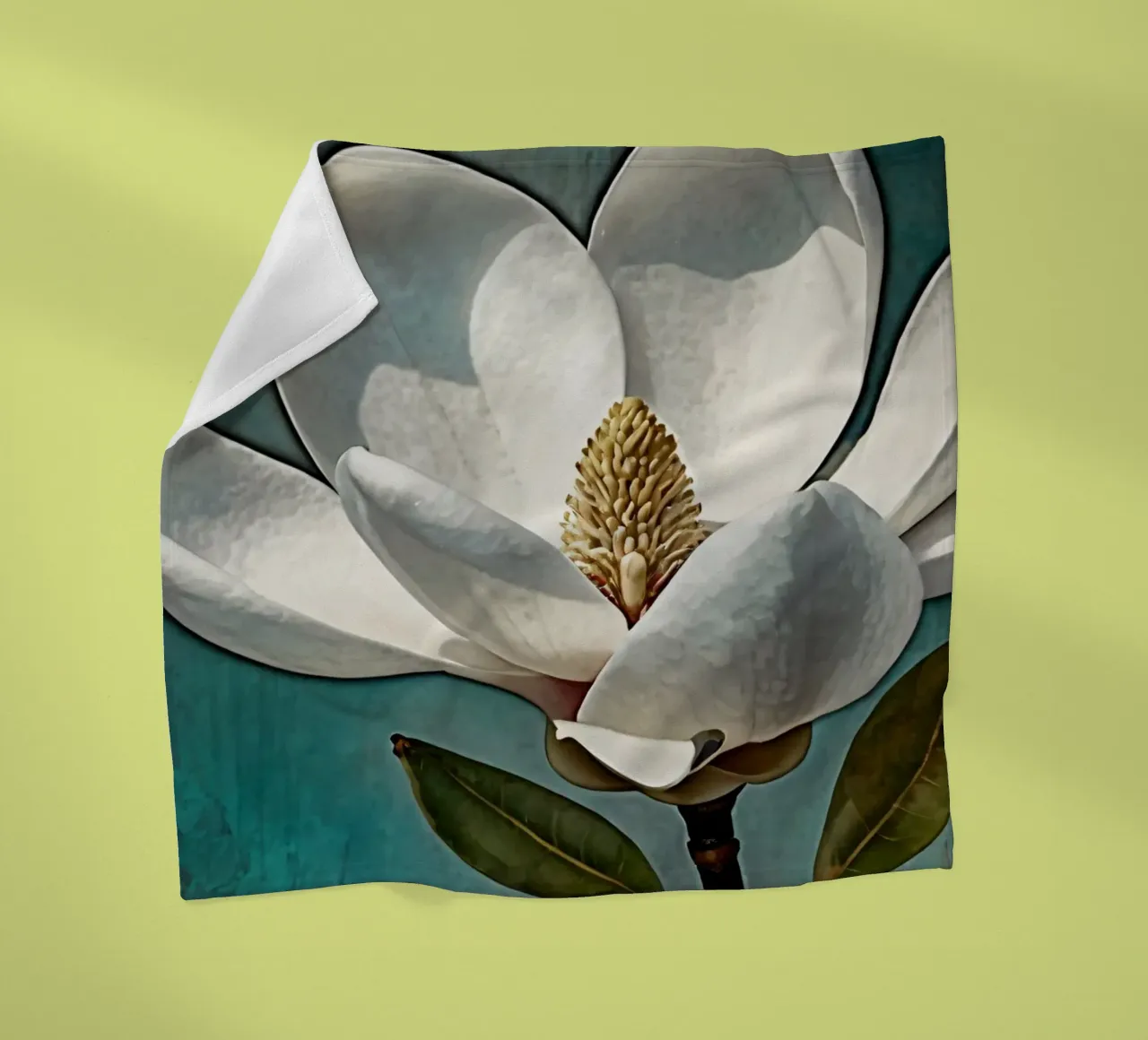 Beautiful magnolia flower in full bloom fleece blanket by DesignDoodle