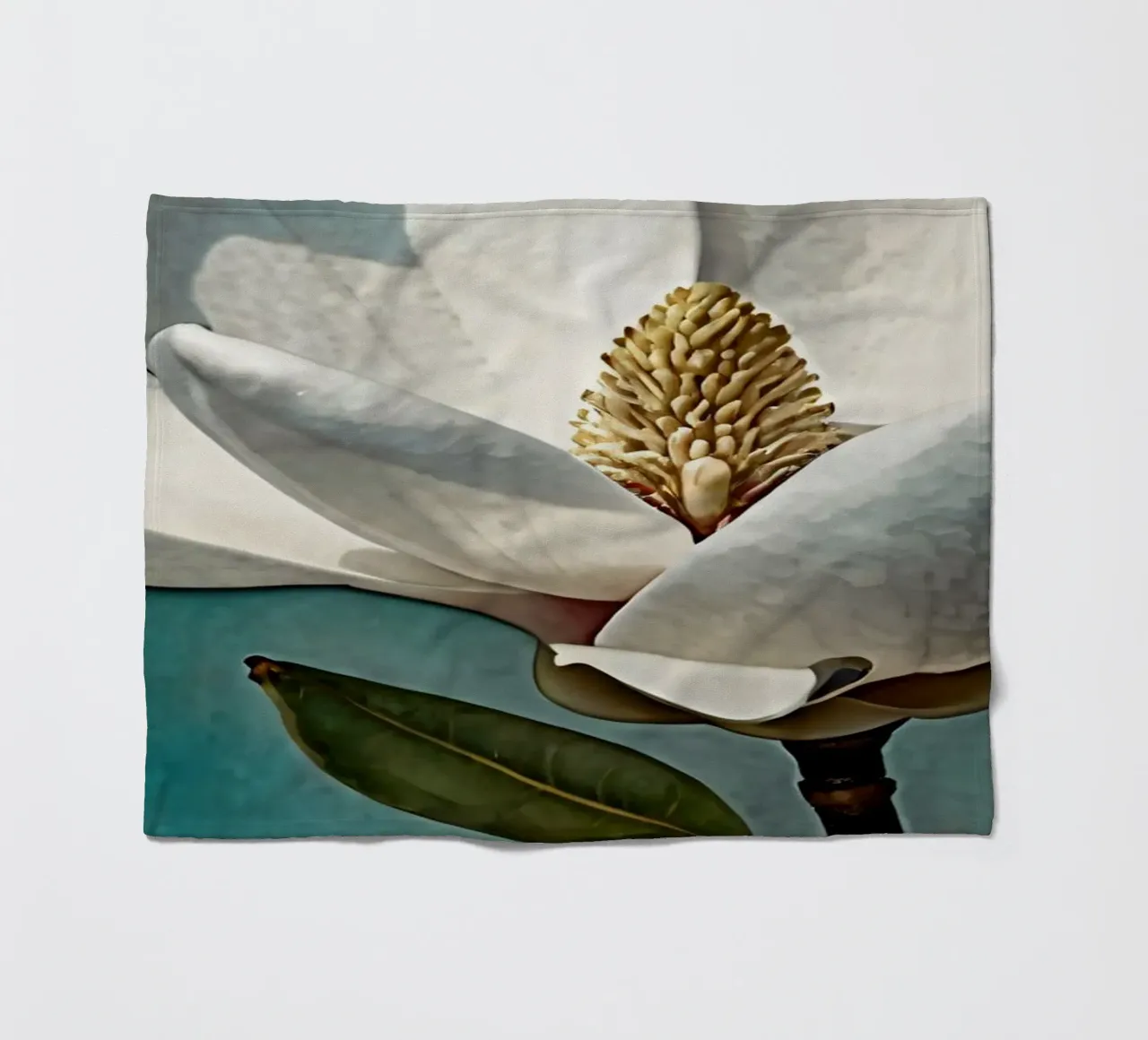 Beautiful magnolia flower in full bloom fleece blanket by DesignDoodle