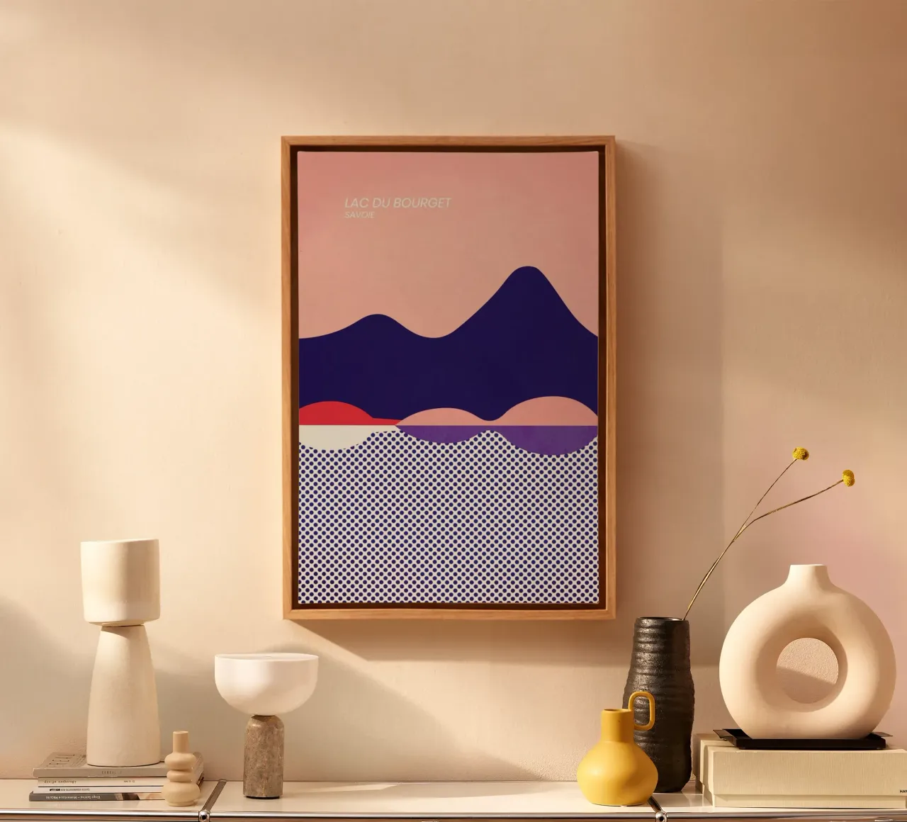 Lac du Bourget canvas met Baklijst van The Cartography Collection