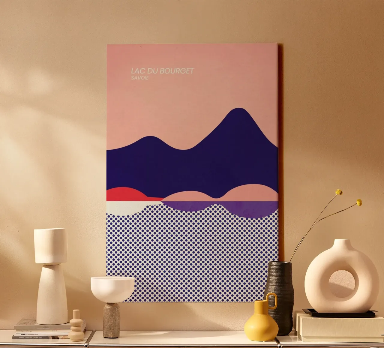 Lac du Bourget canvas met Baklijst van The Cartography Collection