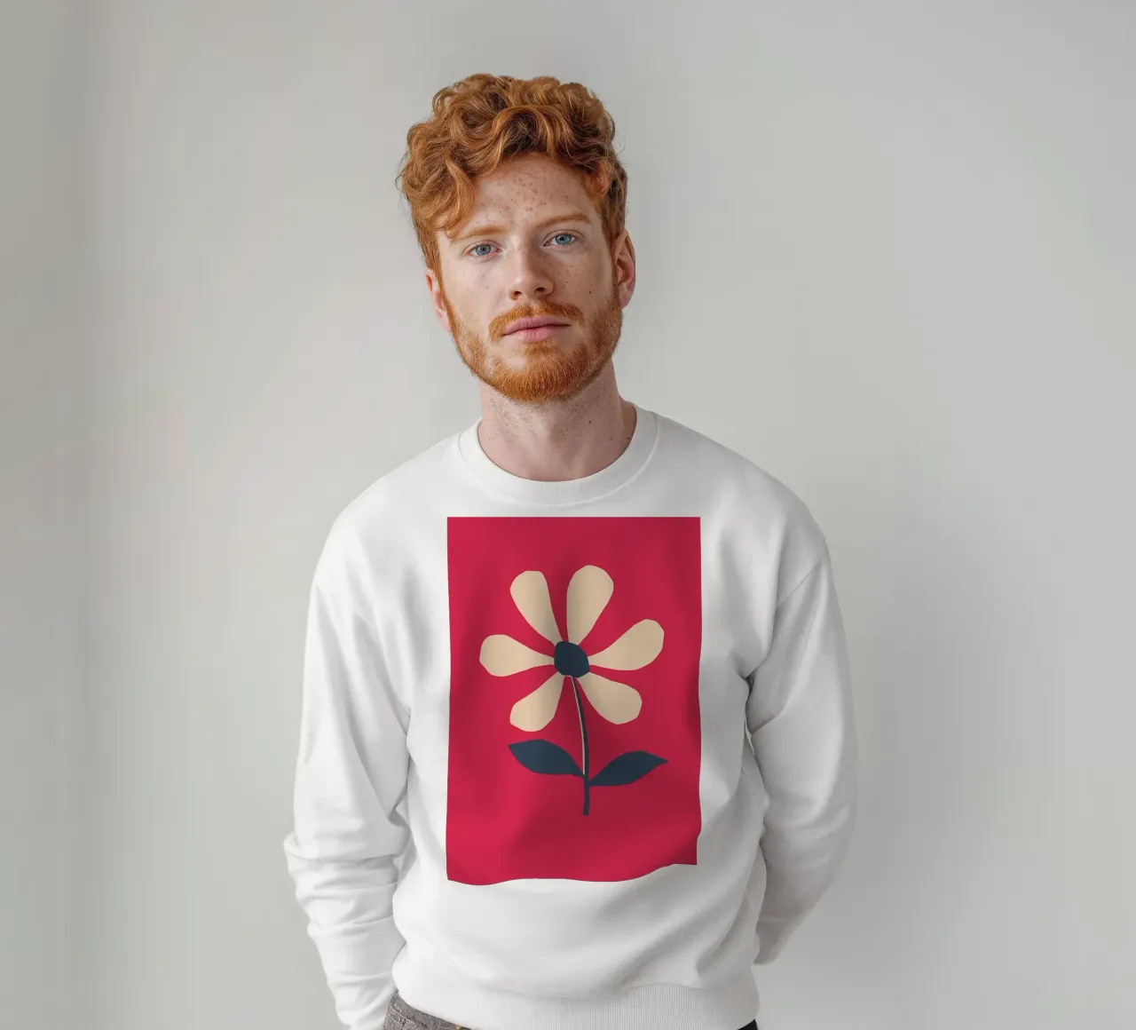 Fiore retrò a forma di margherita in rosso felpa da diedrich