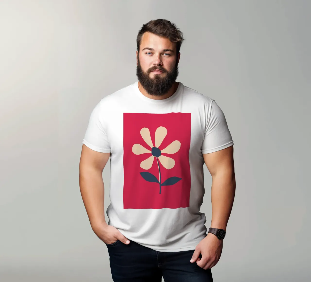 Retro Daisy Flower in Red t-shirt by diedrich