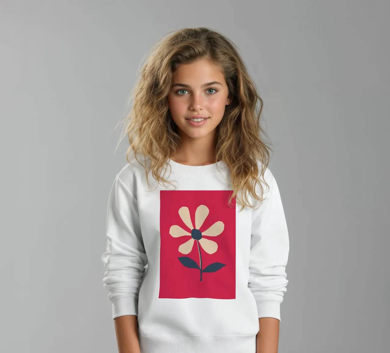 Retro Daisy Flower in Red kids sweatshirt by diedrich