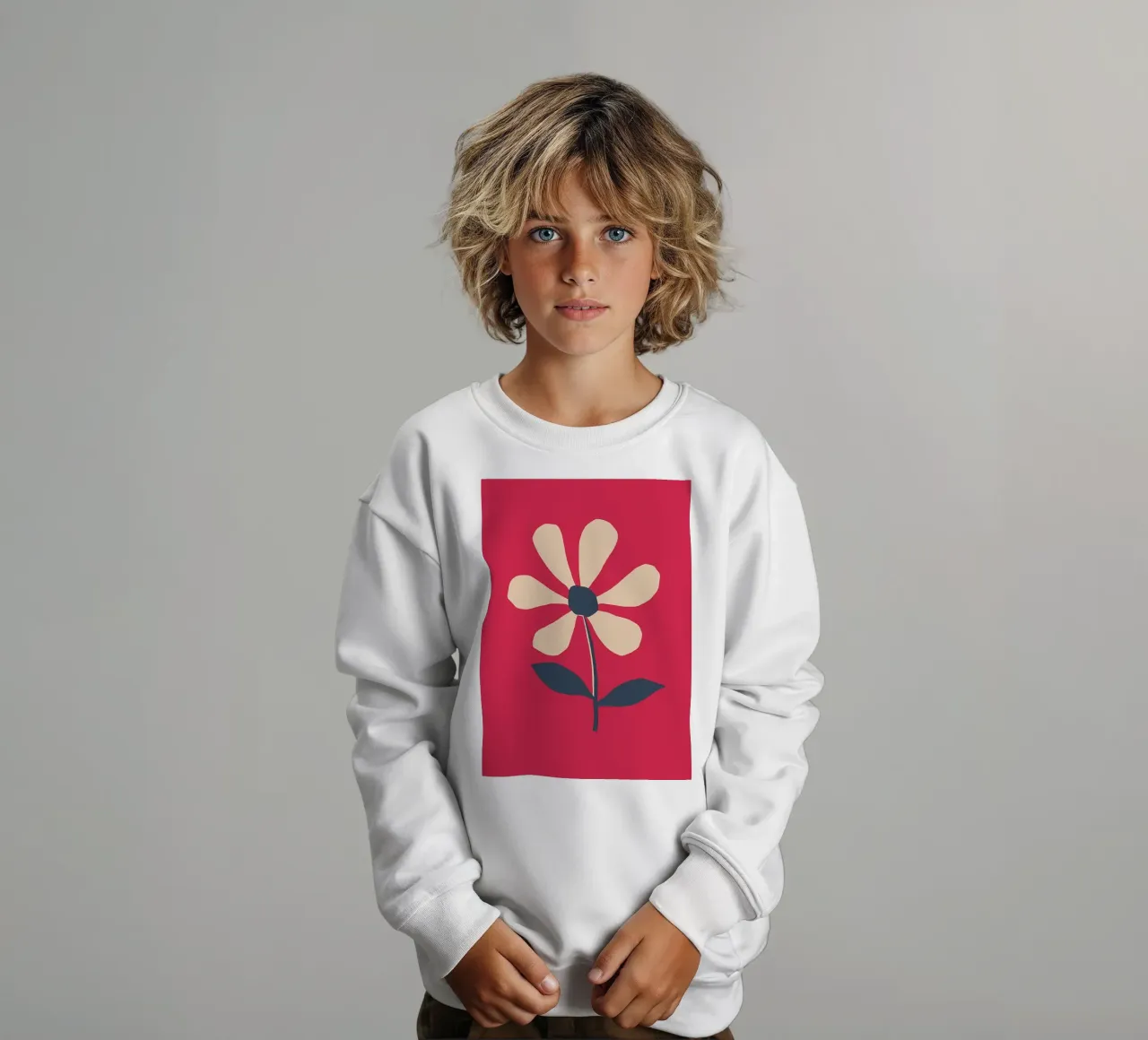 Retro Daisy Flower in Red kids sweatshirt by diedrich