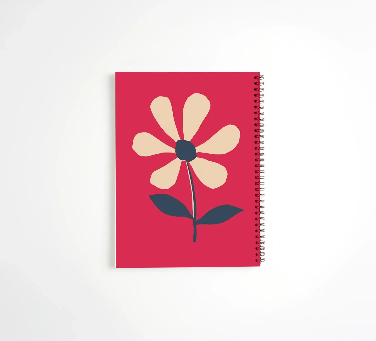 Retro Daisy Flower in Red spiral notebook by diedrich