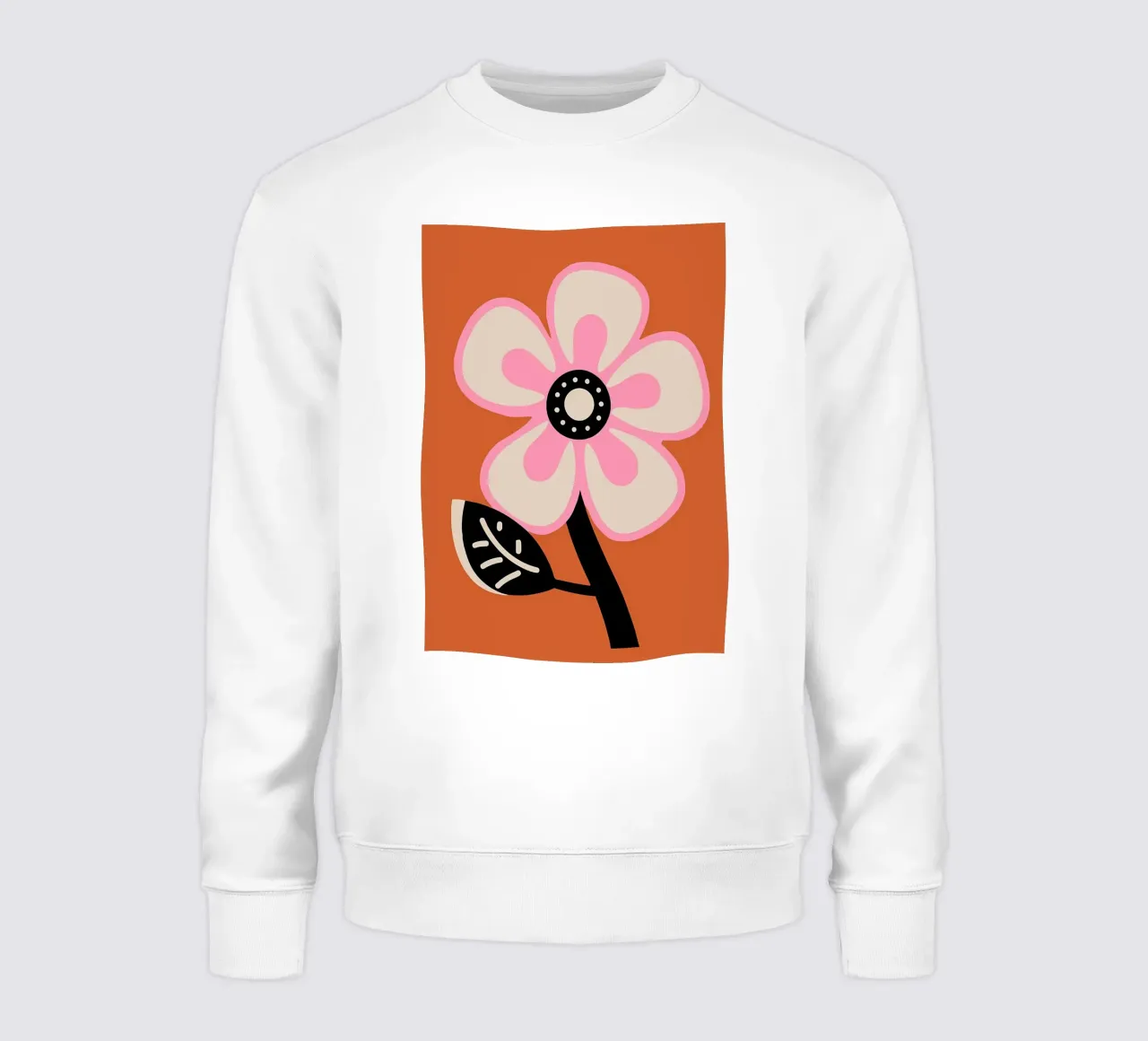 Estetica groovy retro flower anni '70 in rosa e arancione felpa da diedrich
