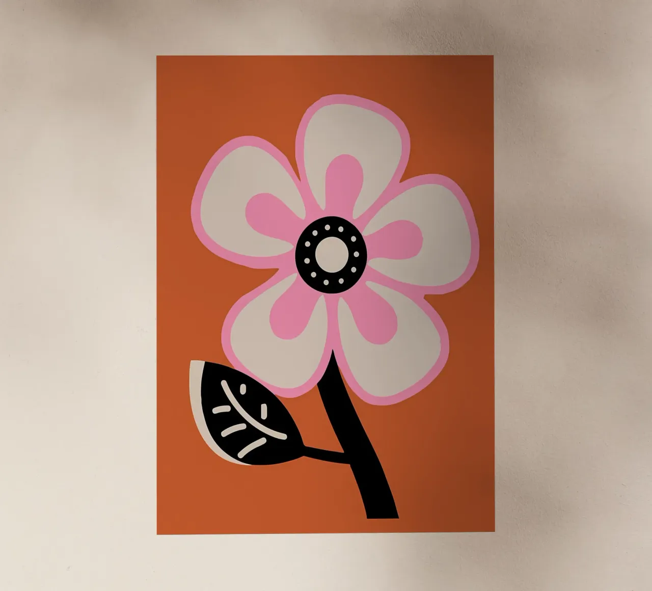 Estetica groovy retro flower anni '70 in rosa e arancione pellicola backlit da diedrich