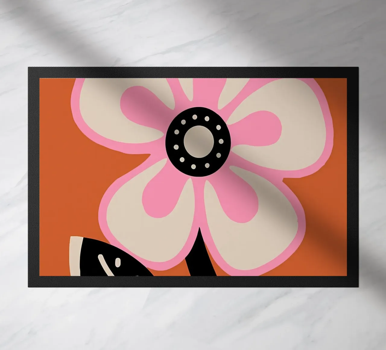 Estetica groovy retro flower anni '70 in rosa e arancione zerbino da diedrich