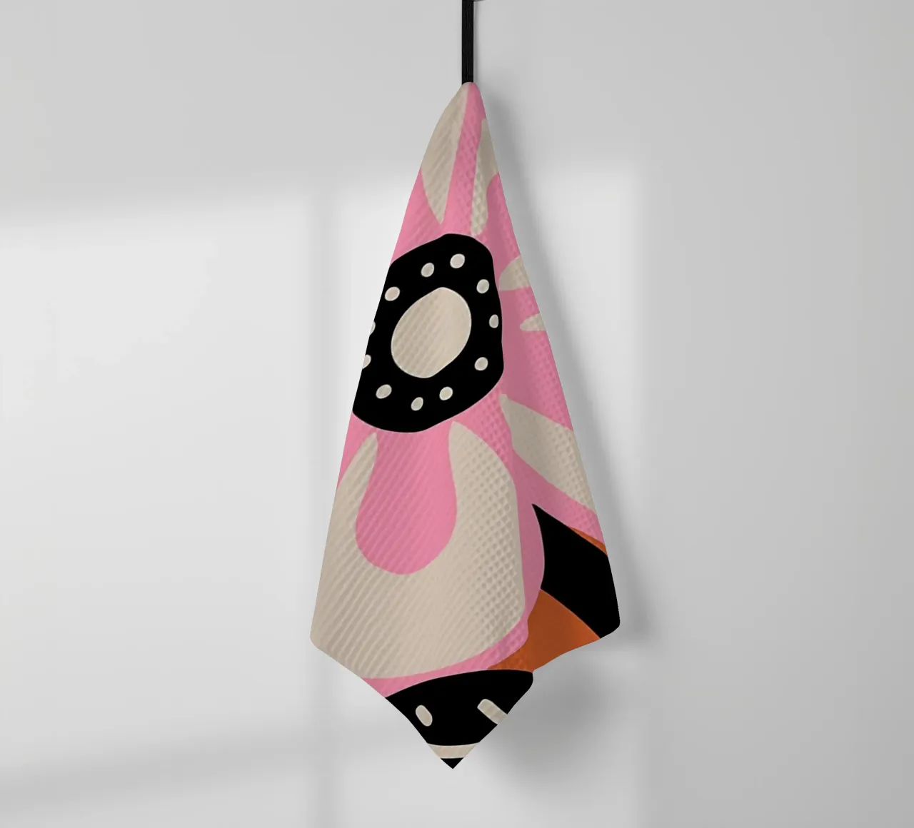 Groovy Retro Flower 70s Aesthetic in Pink and Orange tea towel by diedrich