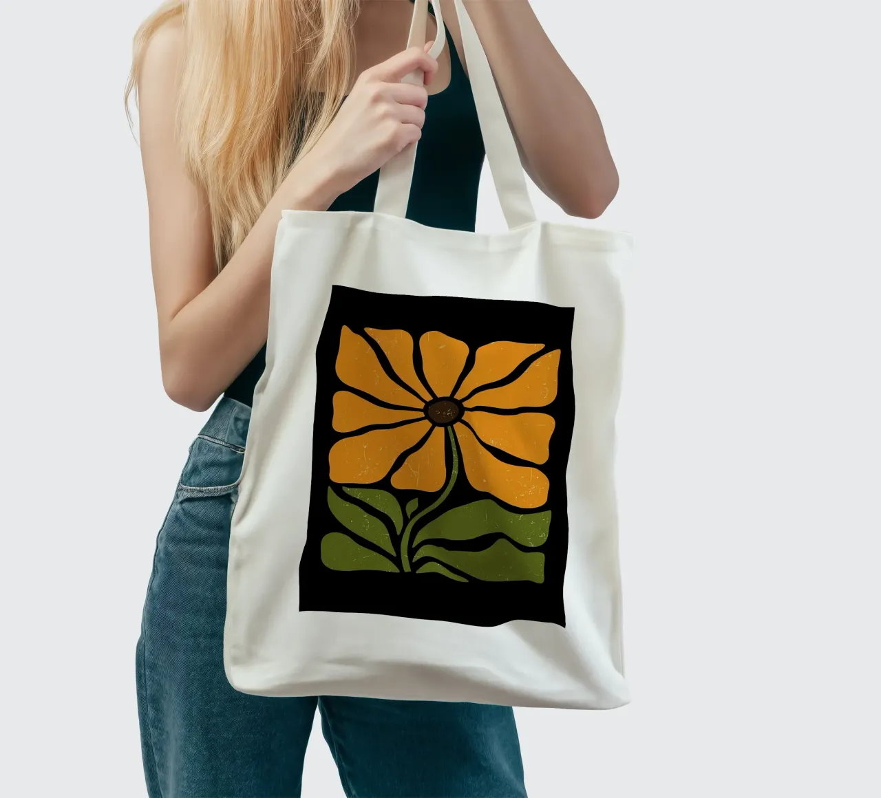 Illustrazione di fiori retrò borsa in juta da diedrich