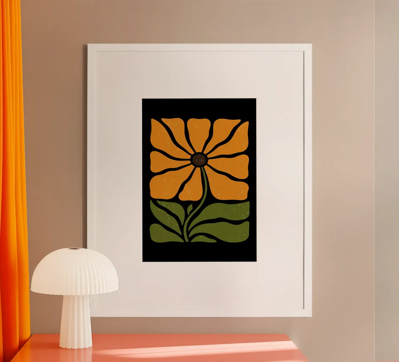 Illustrazione di fiori retrò poster con telaio in plastica da diedrich