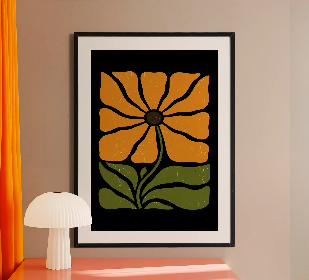 Illustrazione di fiori retrò poster con telaio in plastica da diedrich