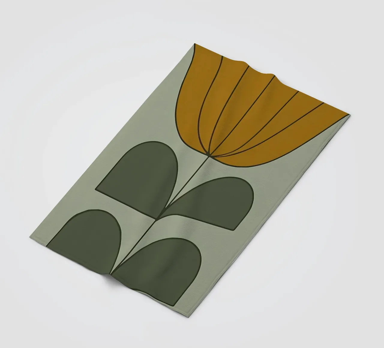 Fiore retrò minimalista di metà secolo moderno botanico in salvia coperta in pile da diedrich