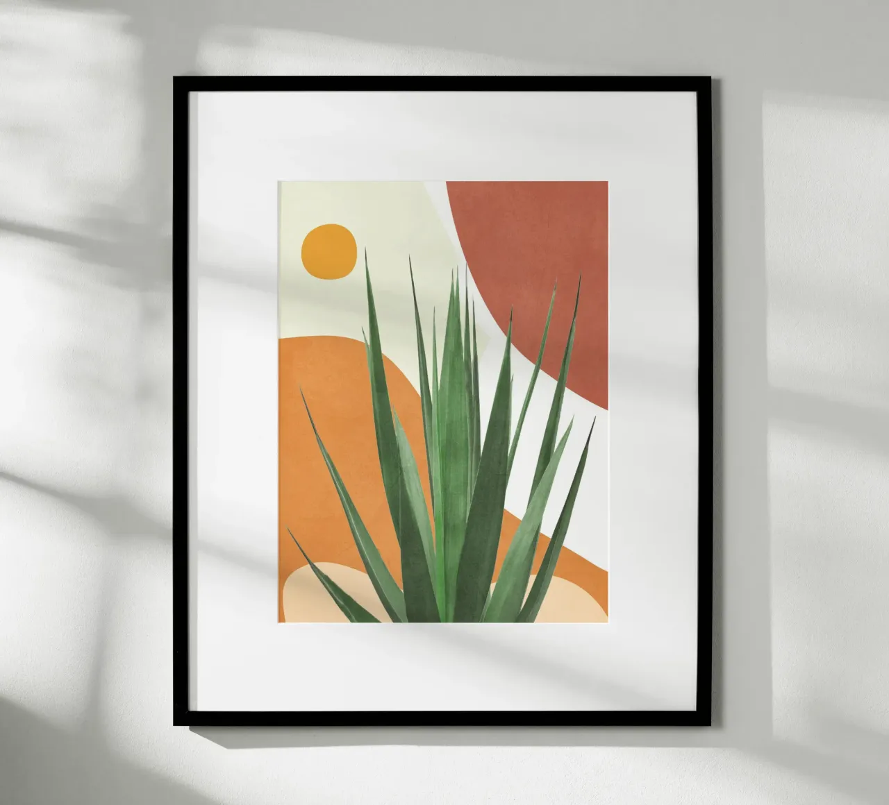 Abstract Agave Plant poster con telaio in legno da Flow Line