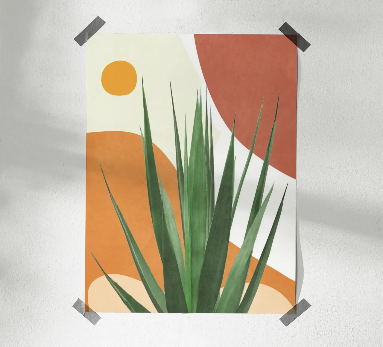 Abstract Agave Plant poster con telaio in legno da Flow Line