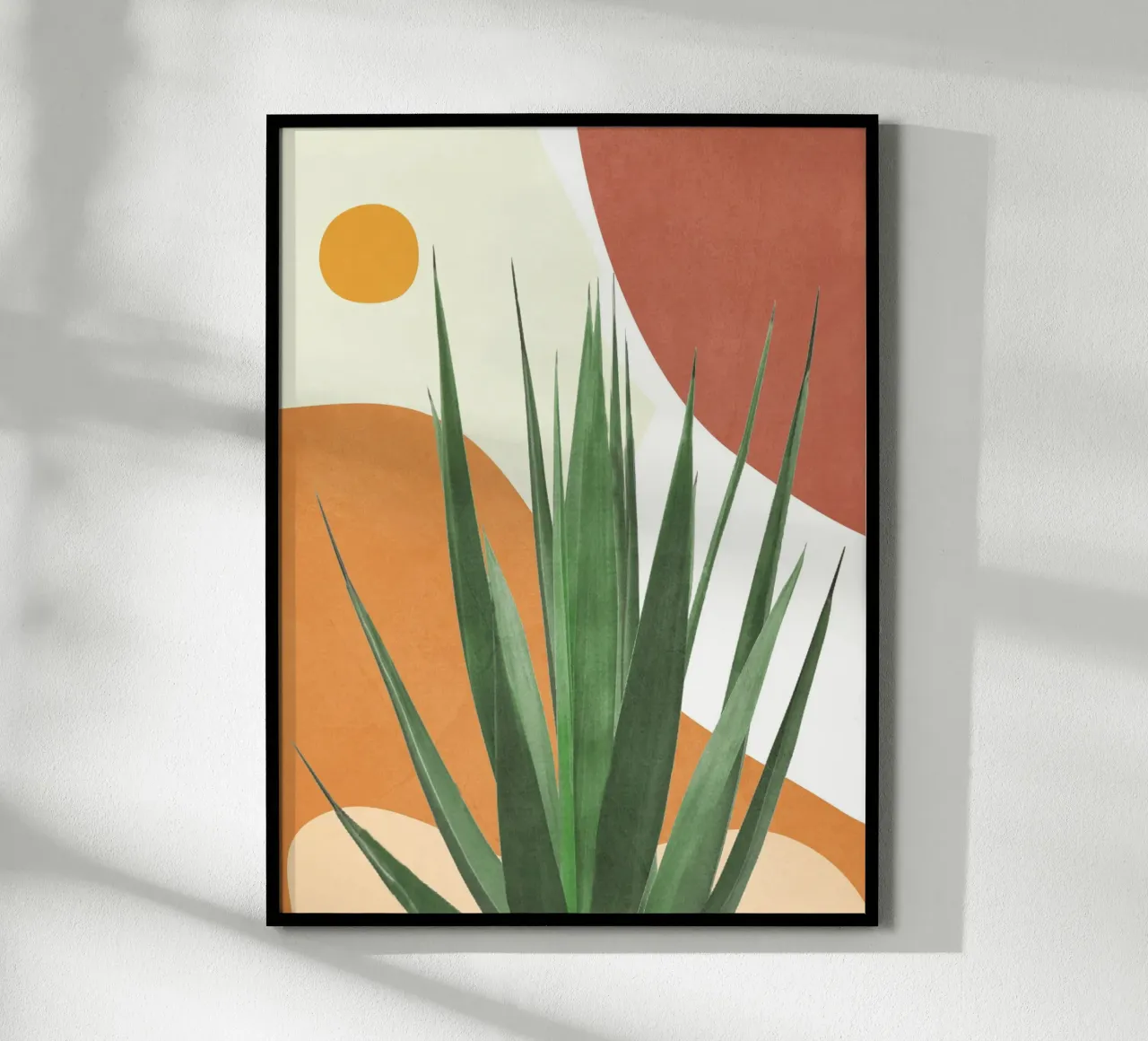Abstract Agave Plant poster con telaio in legno da Flow Line
