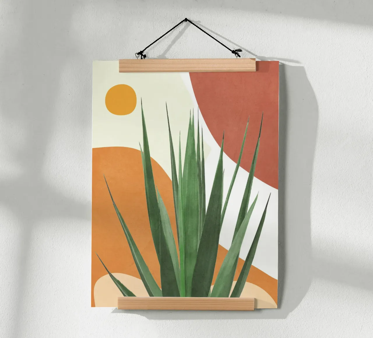 Abstract Agave Plant poster con telaio in legno da Flow Line