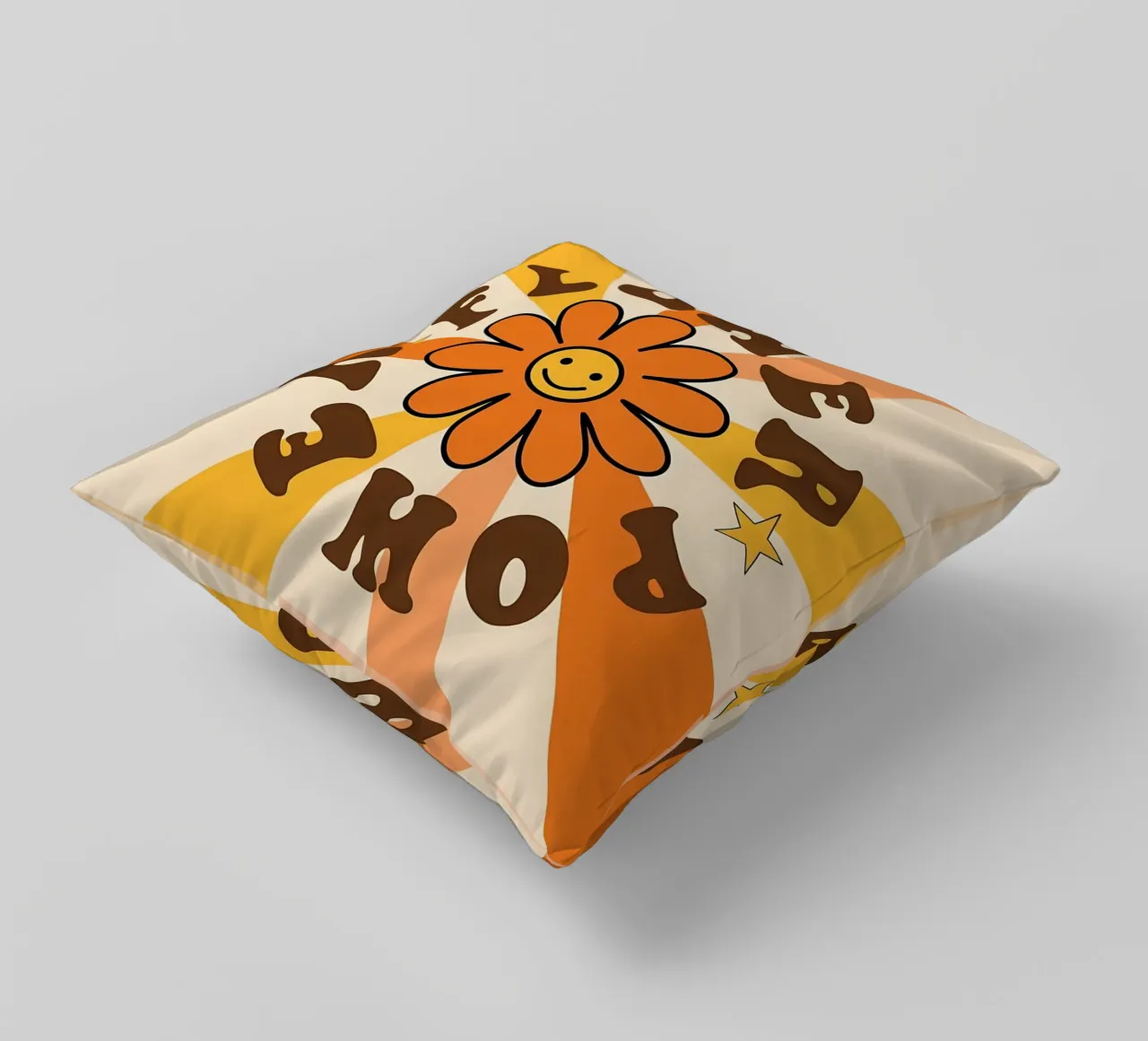 Flower Power Retro Art decorative cushion by diedrich