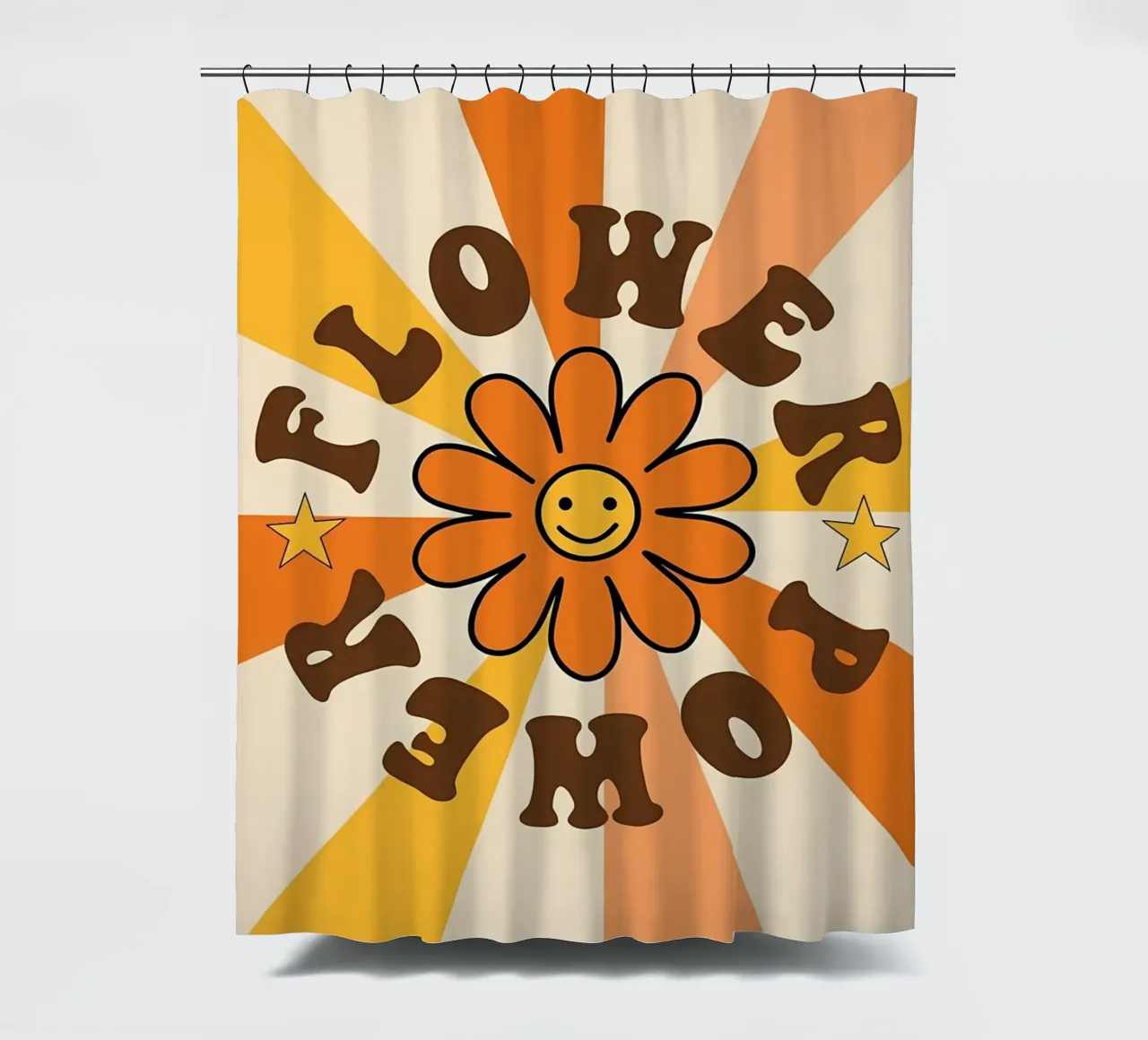 Flower Power Retro Art shower curtain by diedrich