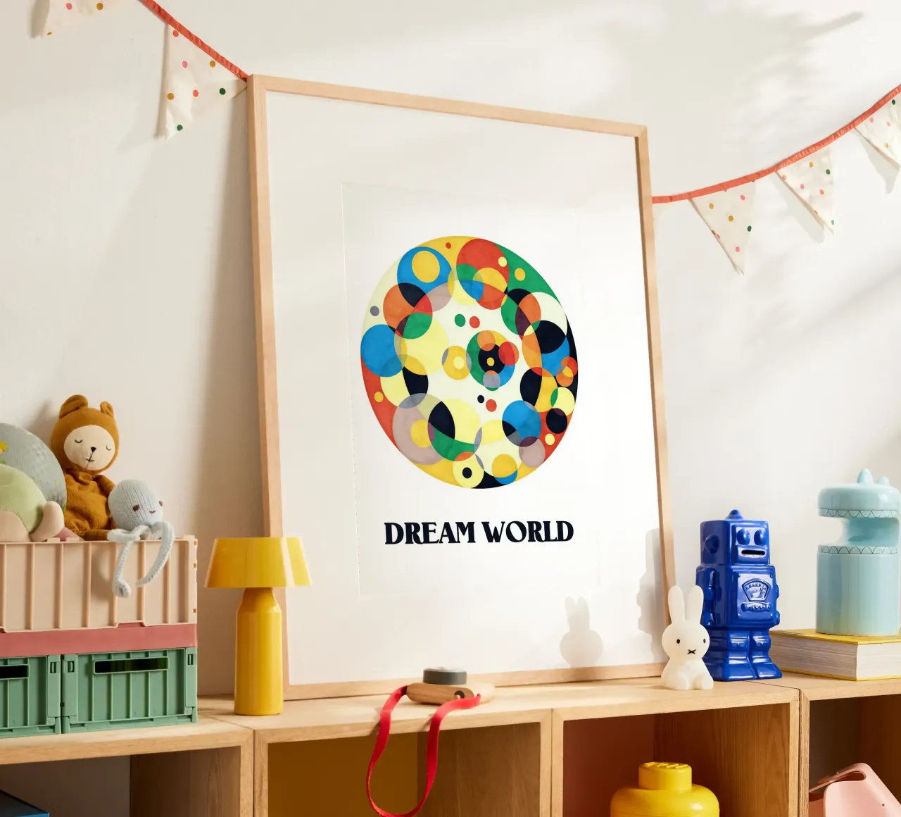 Dream World Abstract Poster poster con telaio in legno da lovely lines