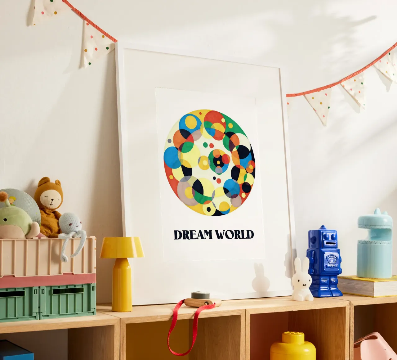 Dream World Abstract Poster poster con telaio in legno da lovely lines