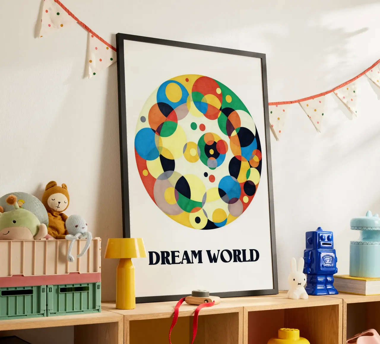 Dream World Abstract Poster poster con telaio in legno da lovely lines