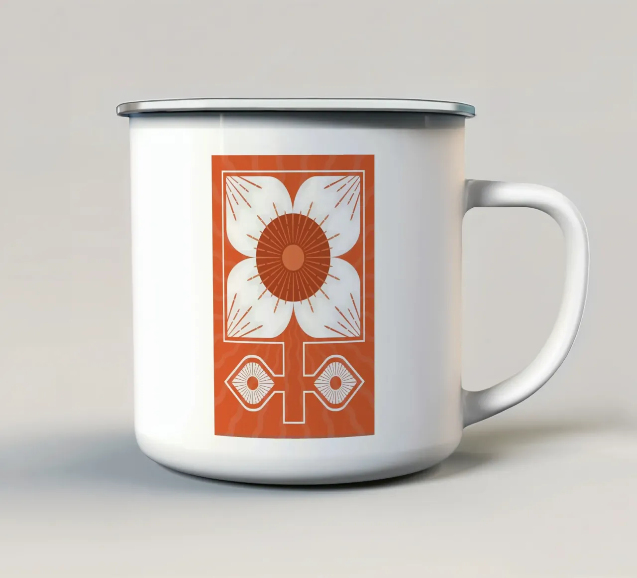Abstract Retro Bloemen Ontwerp emaille mok van diedrich