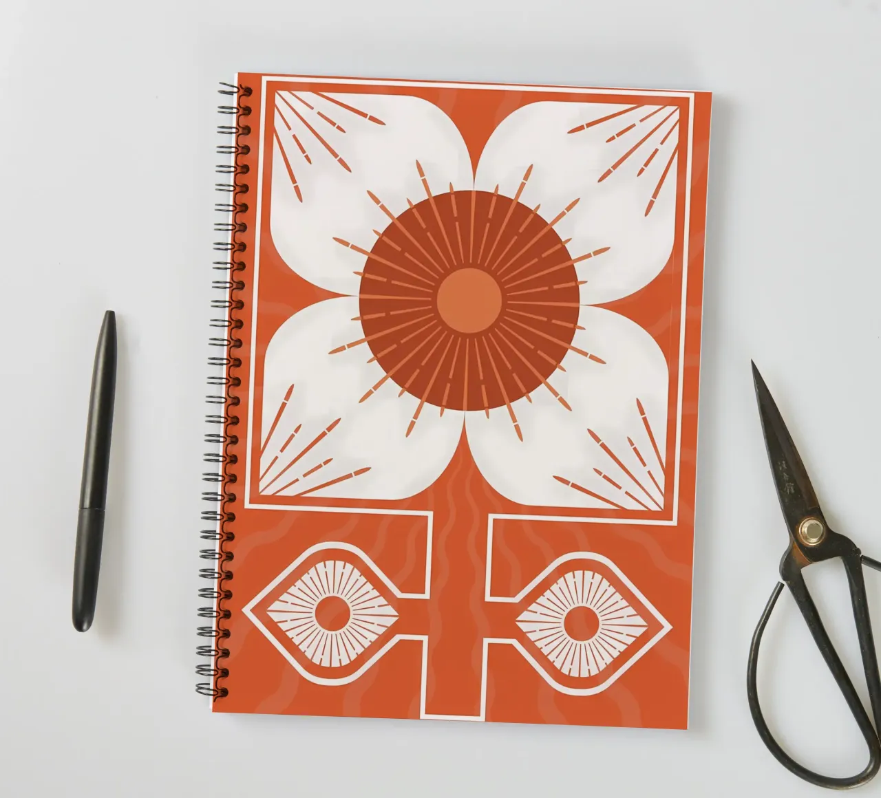 Abstract Retro Flower Design spiral notebook by diedrich