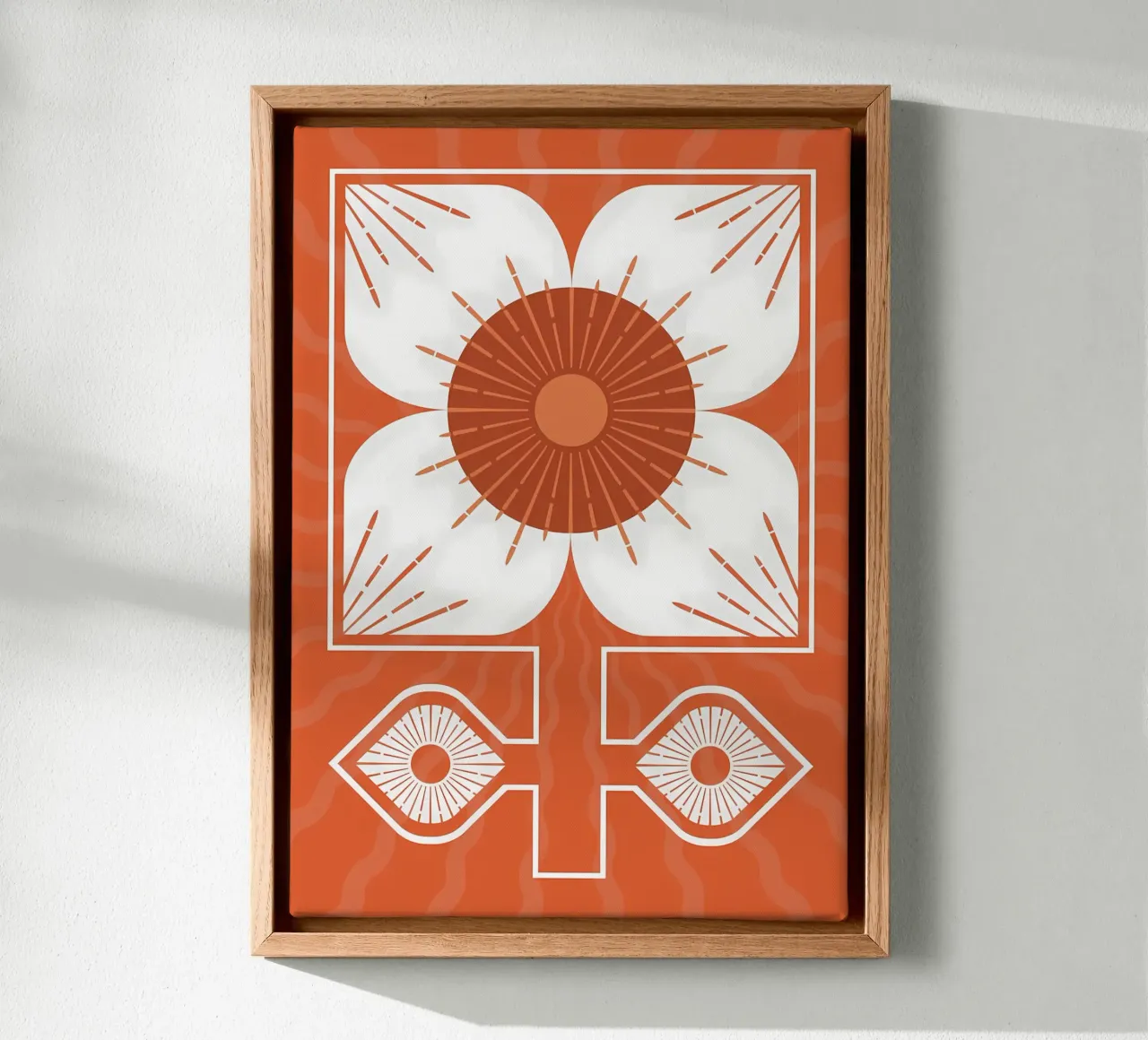 Abstract Retro Bloemen Ontwerp canvas met Baklijst van diedrich