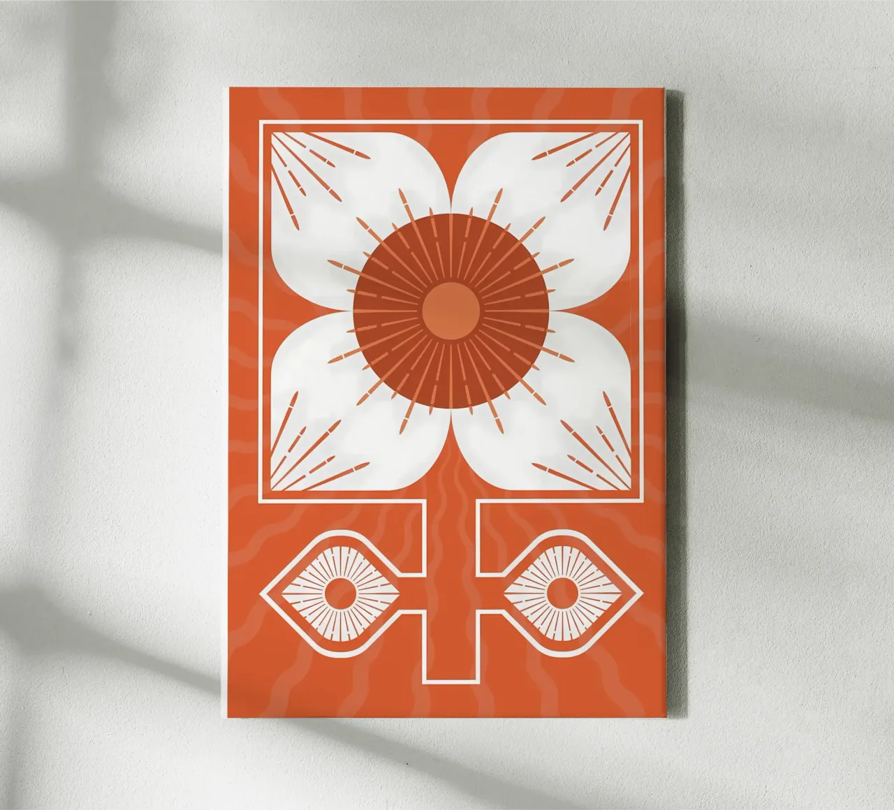 Abstract Retro Bloemen Ontwerp canvas met Baklijst van diedrich