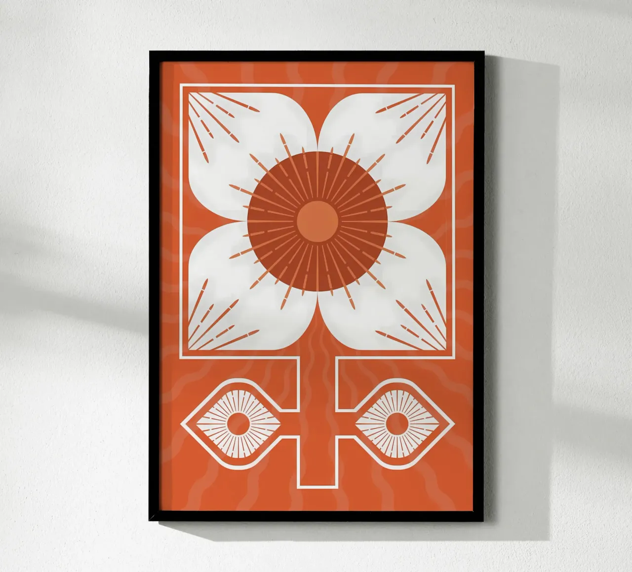 Abstraktes Retro-Blumen-Design Poster mit Aluminium Rahmen von diedrich