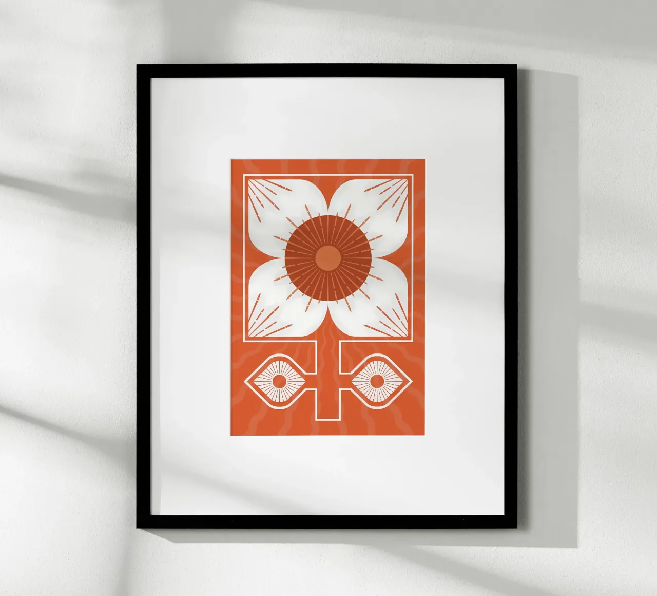 Abstraktes Retro-Blumen-Design Poster mit Aluminium Rahmen von diedrich