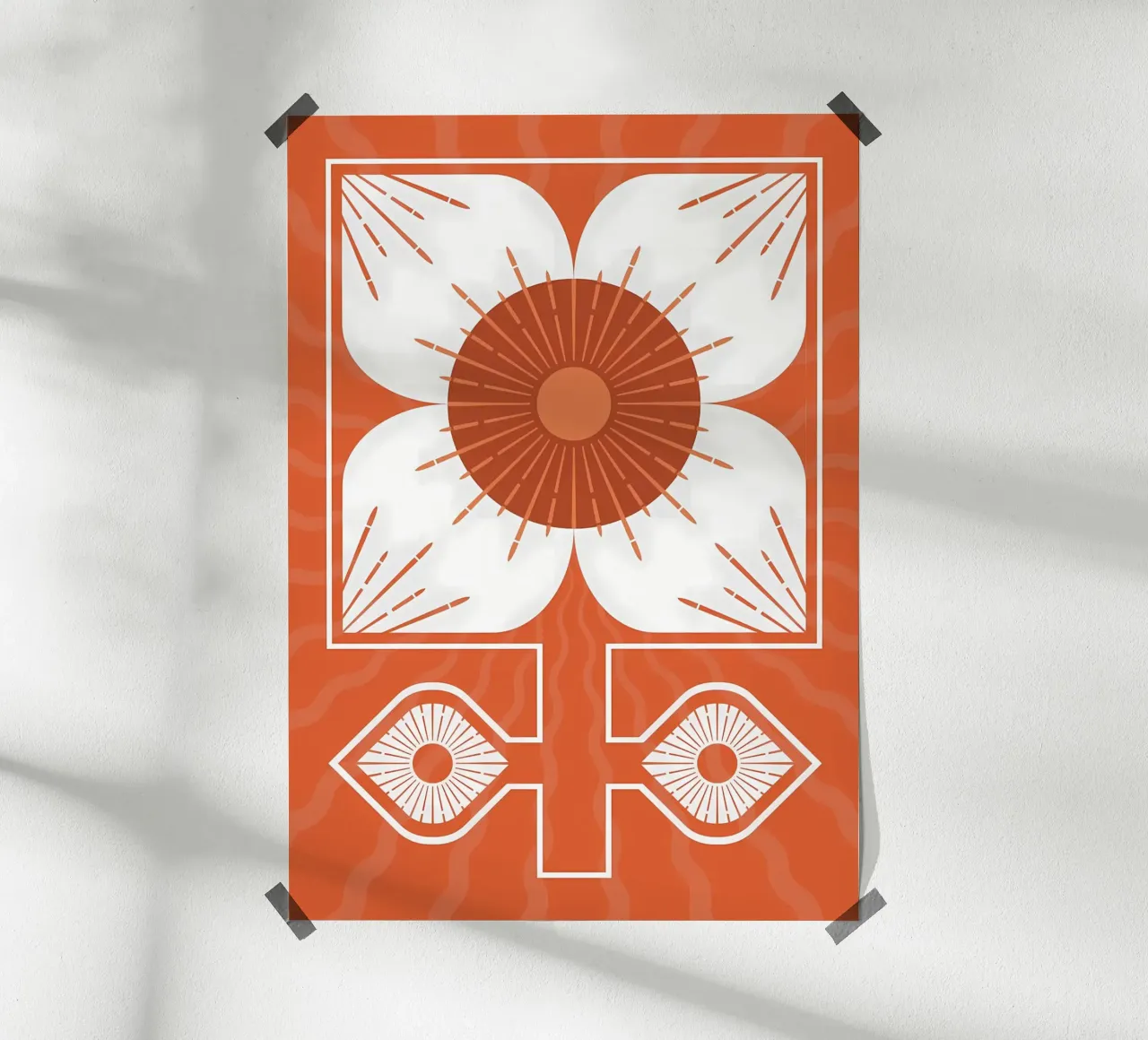 Abstraktes Retro-Blumen-Design Poster mit Aluminium Rahmen von diedrich
