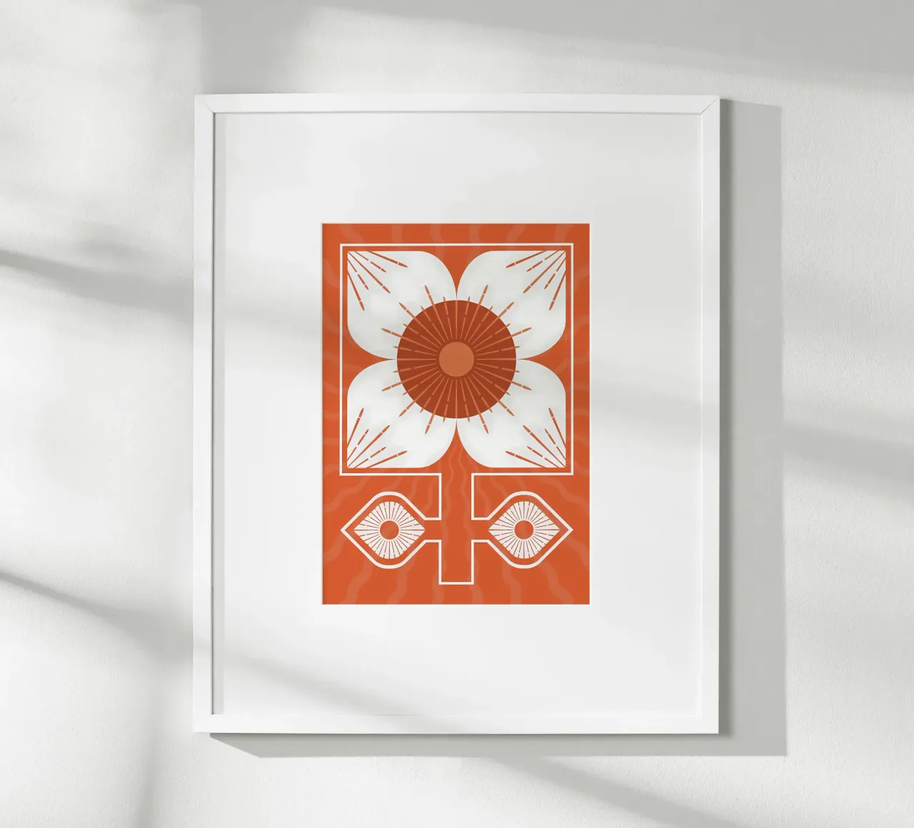 Abstraktes Retro-Blumen-Design Poster mit Aluminium Rahmen von diedrich