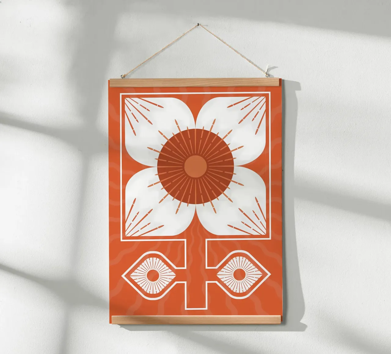 Abstraktes Retro-Blumen-Design Poster mit Aluminium Rahmen von diedrich