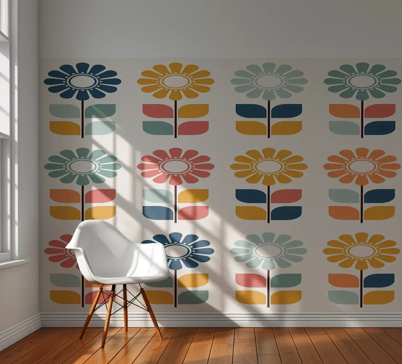 Colorful Retro Floral Pattern photo wallpaper by diedrich