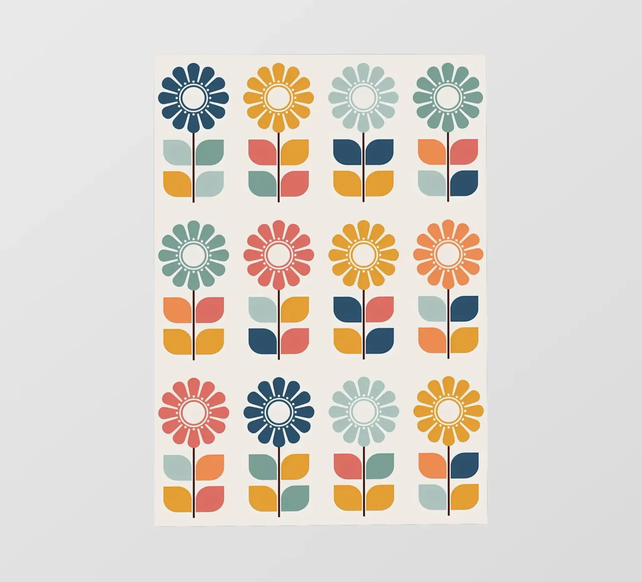 Colorful Retro Floral Pattern photo wallpaper by diedrich