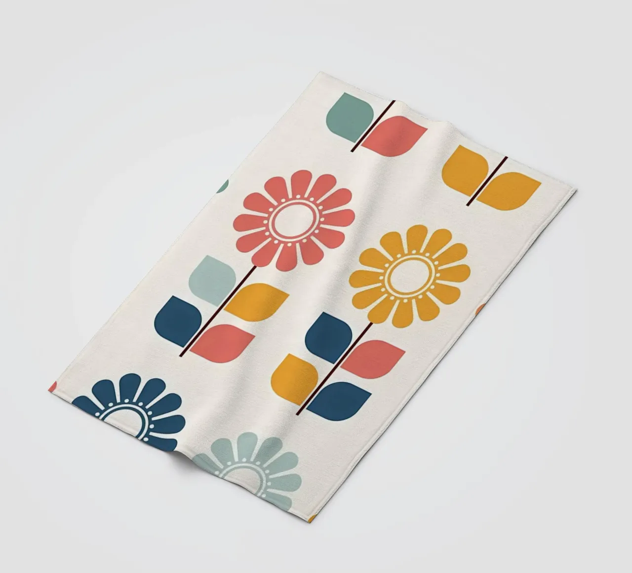 Colorful Retro Floral Pattern fleece blanket by diedrich