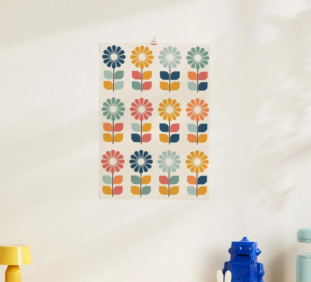 Colorful Retro Floral Pattern hahnemühle by diedrich