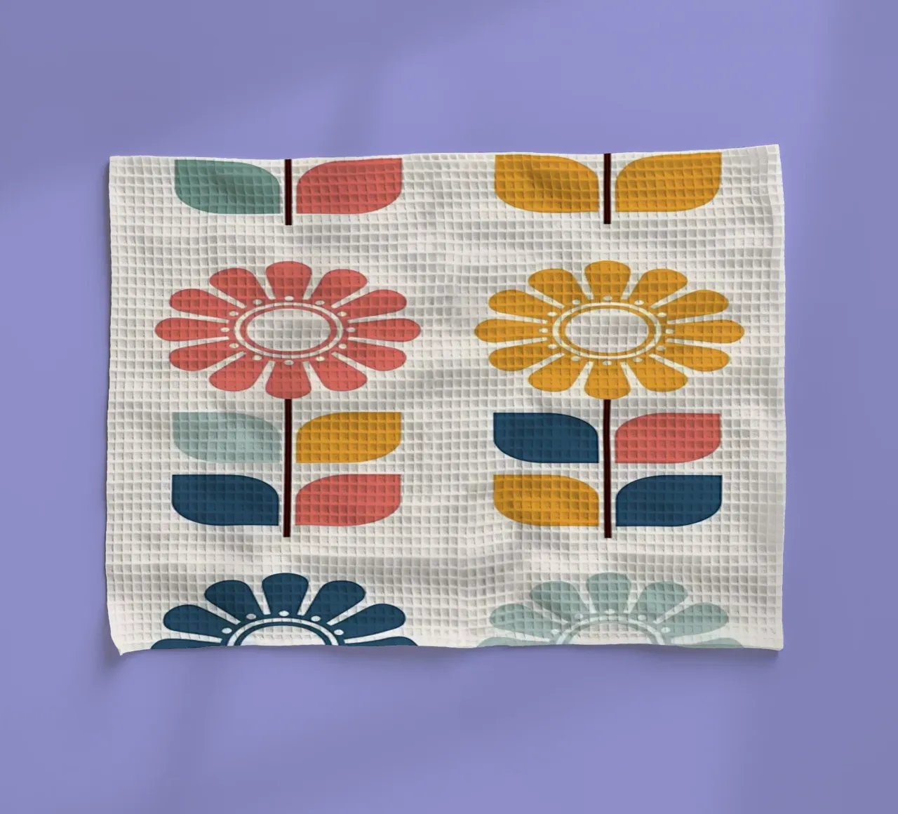 Colorful Retro Floral Pattern tea towel by diedrich
