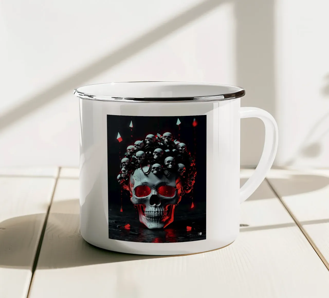 Teschio gotico scuro tazza in smalto da LM2KONE