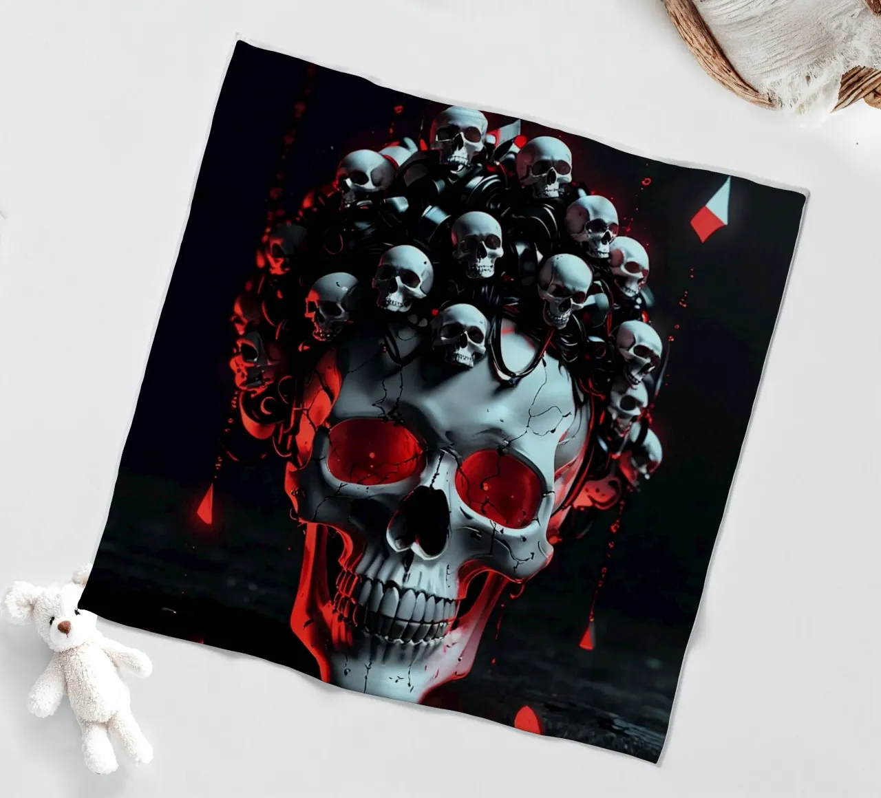 Dark Skull Gothic fleece blanket by LM2KONE