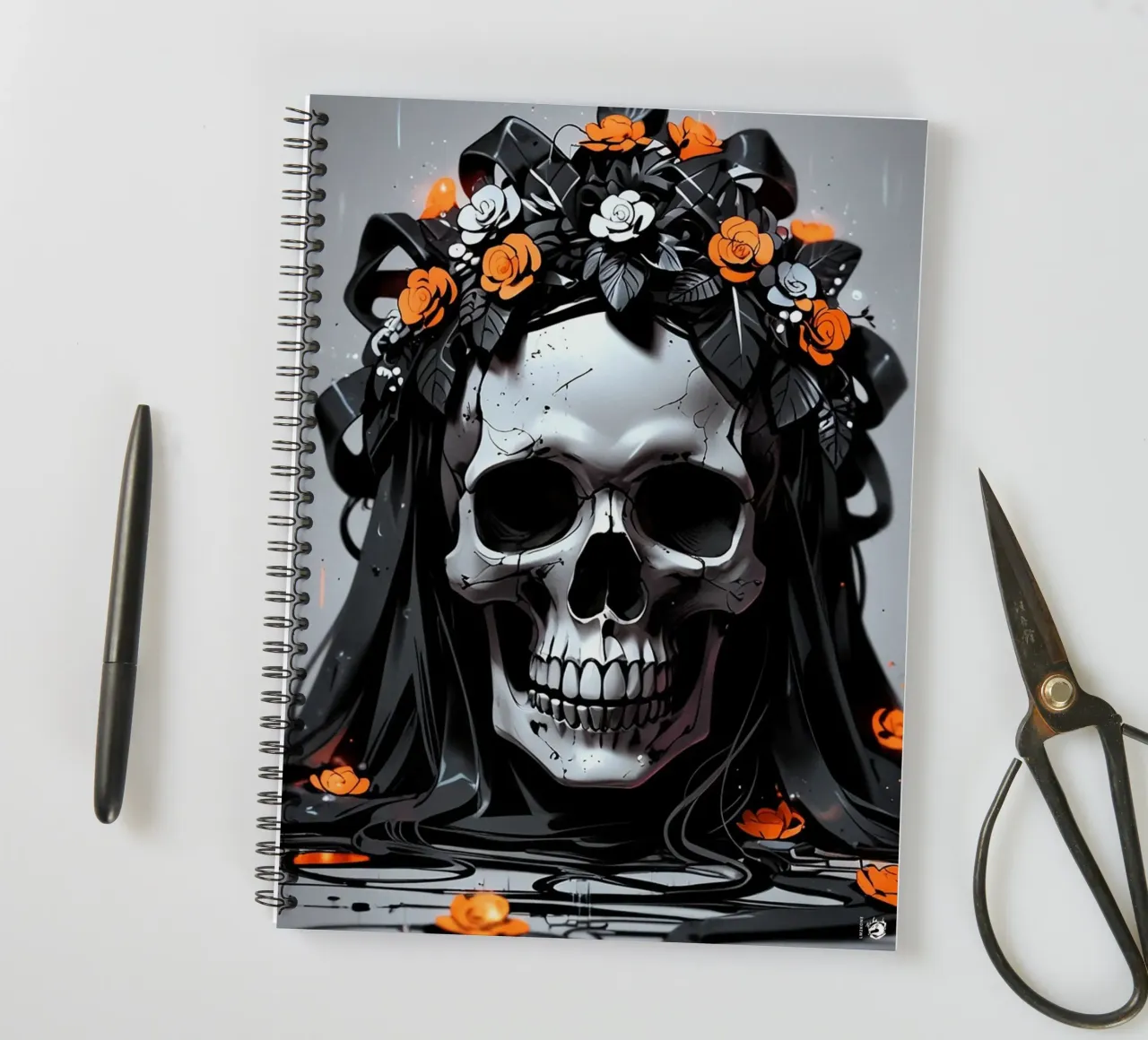 Dark Gothic Skull spiral notebook by LM2KONE