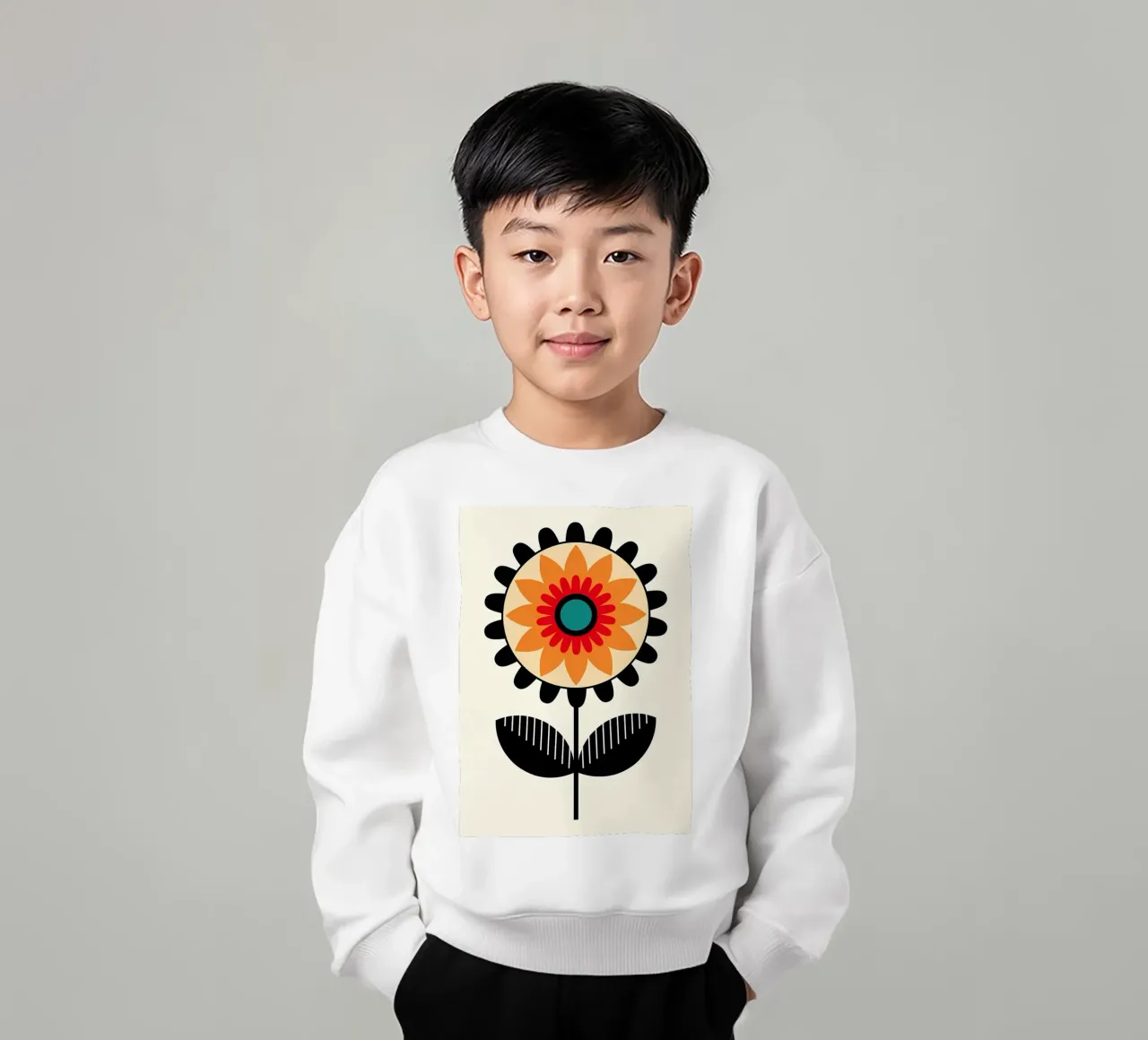 Retro Flower Illustration kids sweatshirt by diedrich