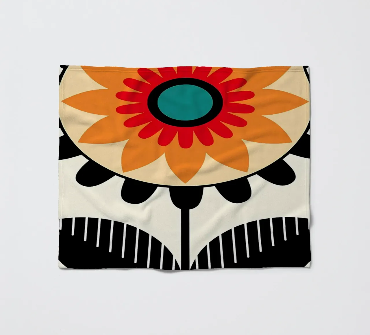 Retro Flower Illustration fleece blanket by diedrich