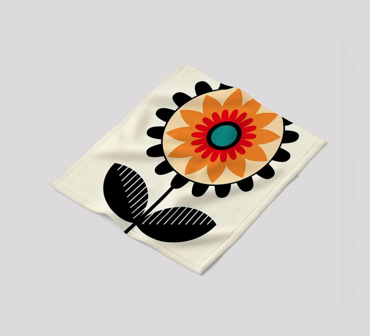 Retro Flower Illustration fleece blanket by diedrich