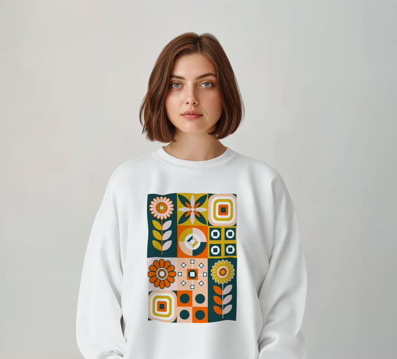 Motif géométrique floral rétro sweat de diedrich
